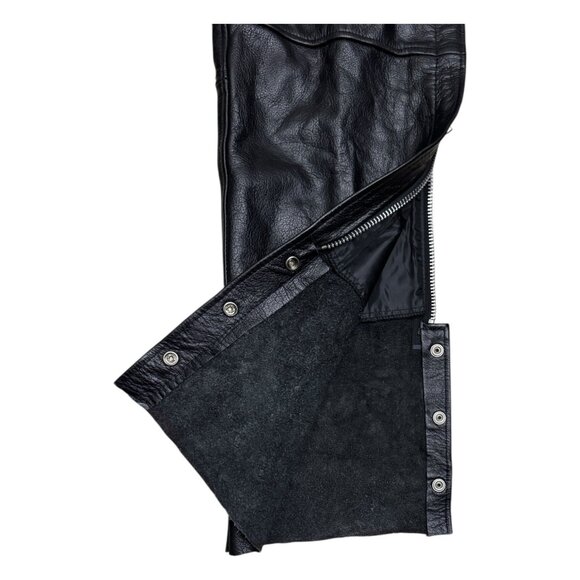 X-ELEMENT Genuine Leather Black Motorcycle Biker CHAPS Pants Womens Size 4 - Picture 7 of 7